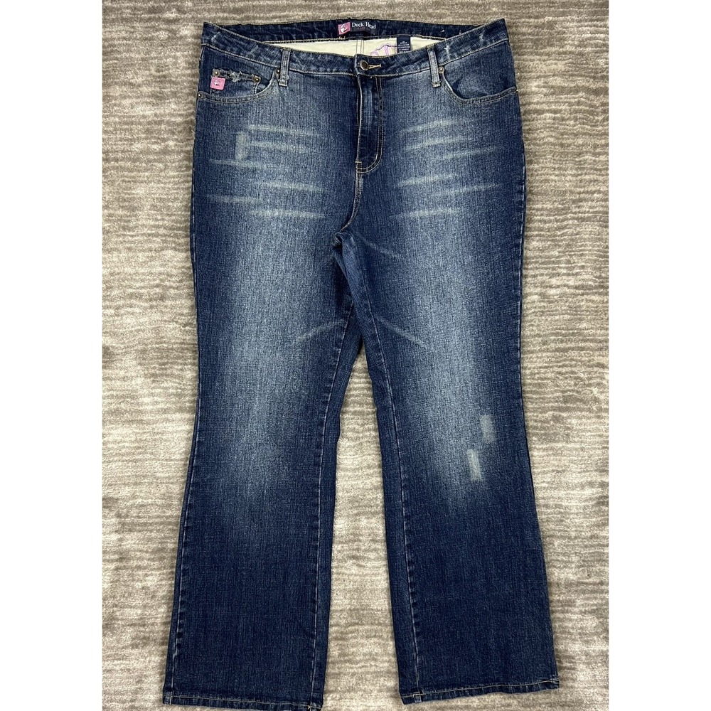 Duck Head Jeans Co Jeans Womens 18 Dark Wash Bootcut Mid Rise Distressed Stretch